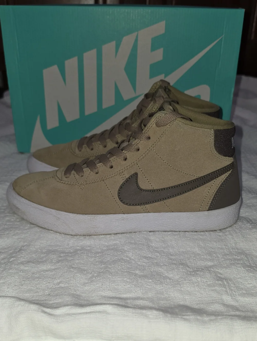 Nike SB Bruin Hi High Suede • Khaki Ridgerock Brown Blazer Women Shoes Size 7.5